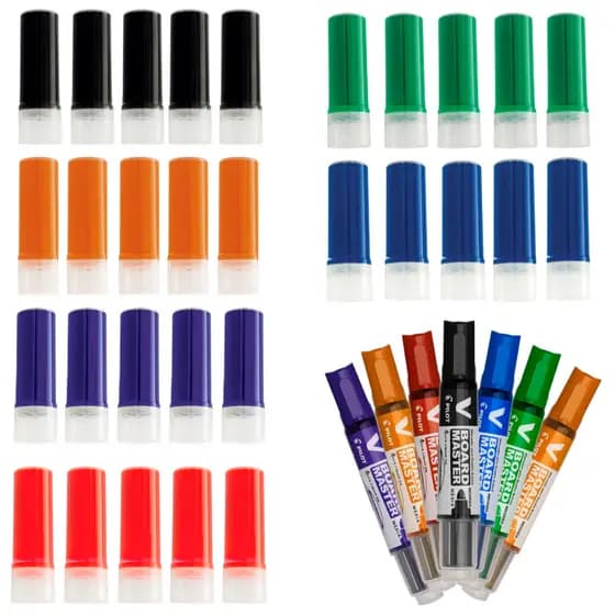 Combo 6 Pinceis Para Quadro Branco Recarregável Rende + de 36 Cargas Pilot Board Master Kit Completo Não Mancha O Quadro