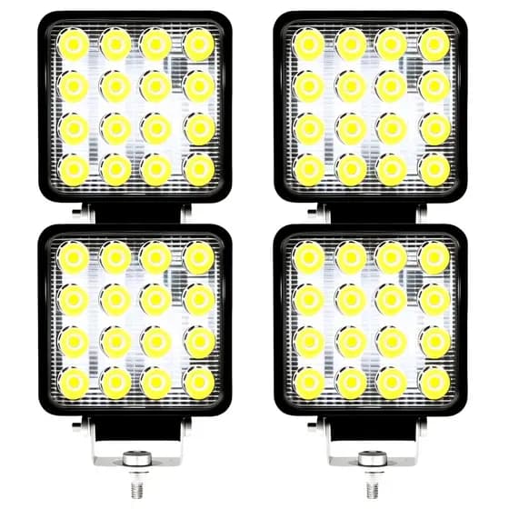 Kit 4 Farol Milha 16 Led 48w 12v/24v Quadrad Off-road 6000k