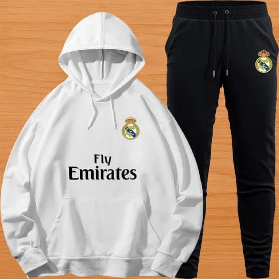 Conjunto Moletom Unissex Adulto Blusa de Frio Canguru e Calça Personalizada Estampa TIME RM FLY EMIRATES