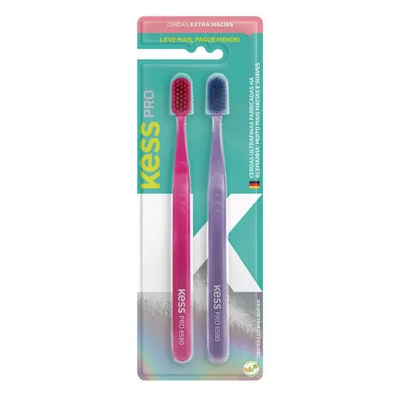 Pack Com 2 Escovas Dentais Kess Pro Extra Macias