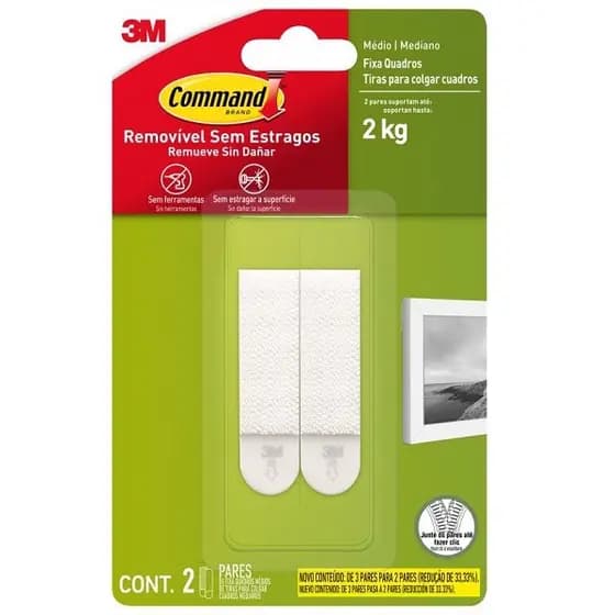 Fixa Quadros Adesivo Command Medio ATE 2KG 2 Unidades 3M