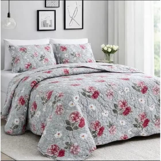 COBRE LEITO EDRENDO QUEEN ESTAMPADO DUPLA FACE MATELASE COM VIEZ