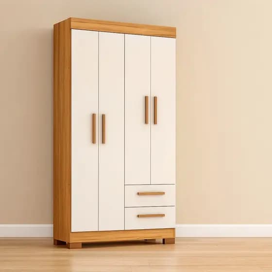 Guarda Roupa Solteiro com Pés 4 Portas 2 Gavetas NT 6010 Notável Móveis