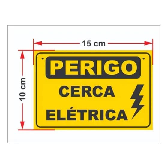 Placa de advertencia Cuidado Cerca Elétrica aluminio amarela