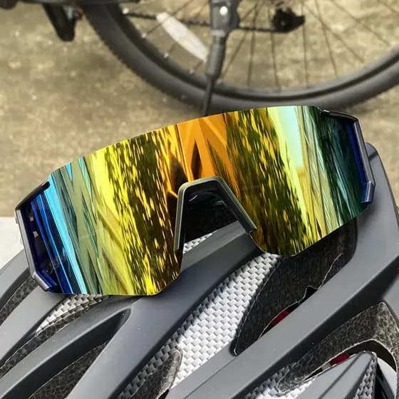 Óculos de Ciclismo Corrida Esportivo Panorâmico UV400 Lente Espelhada Proteção Solar Unissex