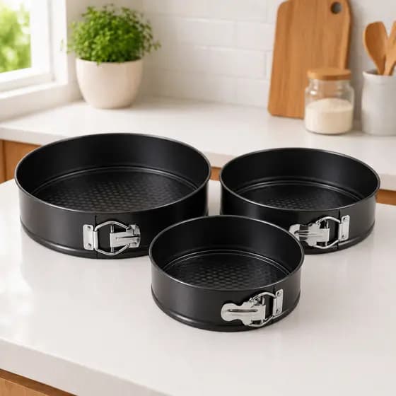 Kit 3 Formas de Bolo com Fundo Removível Antiaderente para Assadeira Para Bolos e Tortas Não Gruda