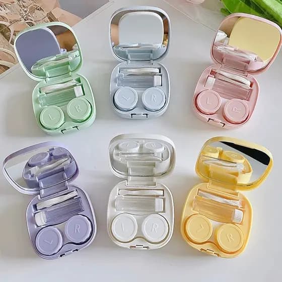 Estojo colorido Portátil com Espelho para Lentes de Contato barato para Viagem feminino