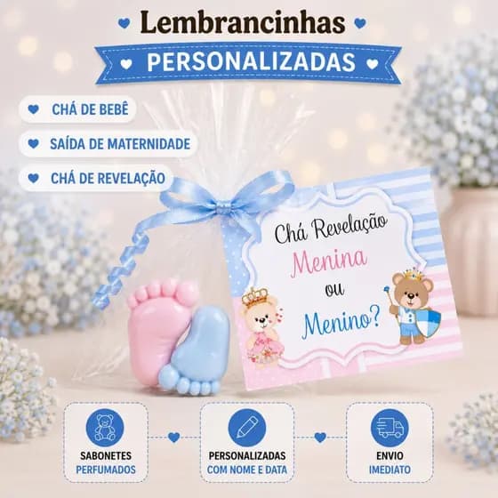 Kit 20 Mini Pezinhos 10 PARES -Lembrancinhas de Saida de Maternidade-Chá de Revelação