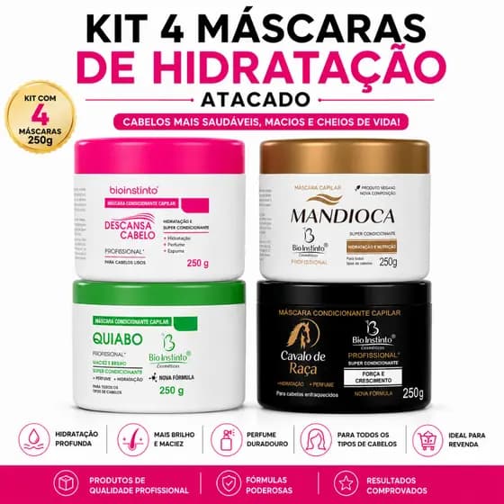 Kit 4 Máscara de hidratação Para todos os tipos de cabelos Promoção Sortidos
