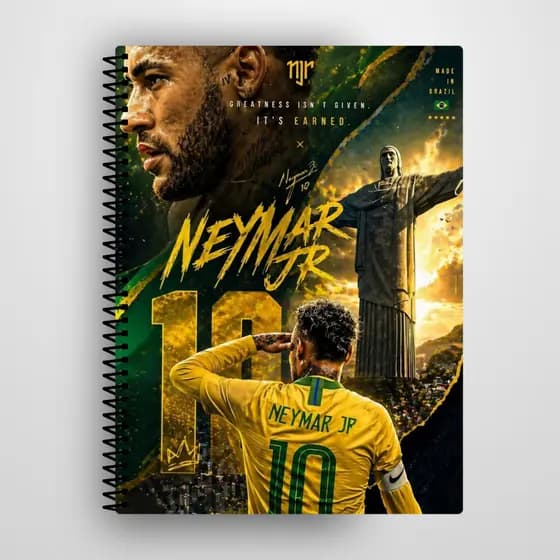 Caderno Neymar Personalizado Capa Dura 1 e 10 Matérias Escolar Universitário 20 Matérias