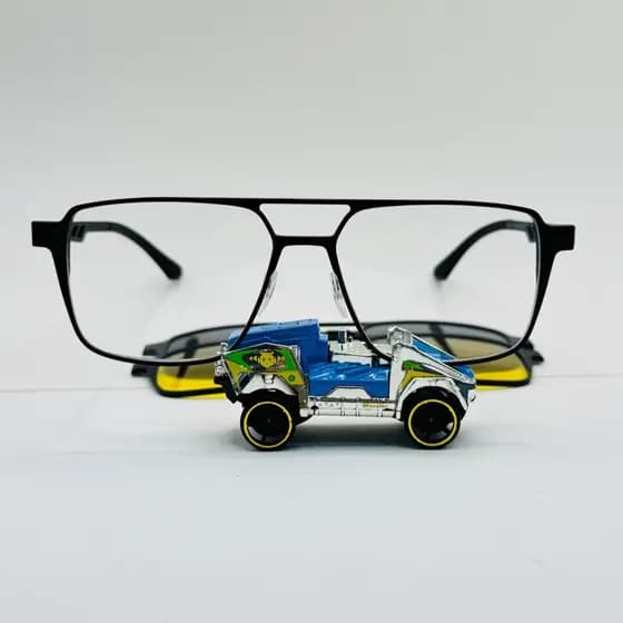 Armaçao de oculos de Aluminio,Clip-On,3em1,modelo quadrado classico