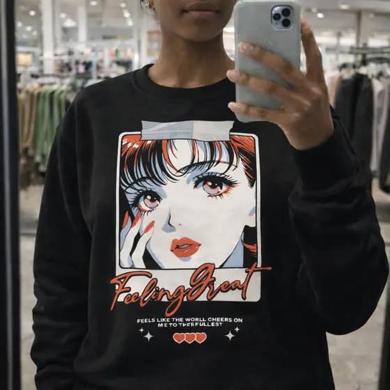 Moletom Feminino Retro Feeling Great 100% Algodão Premium Blusa Feminina Estilosa Roupa Feminina Casual Streetwear