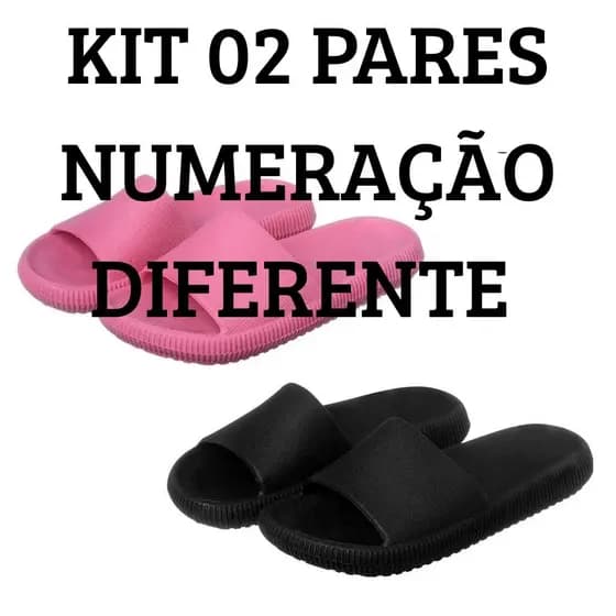 Kit 2 Pares Numeração Diferentes Chinelo Slide Nuvem Feminino Confortávell