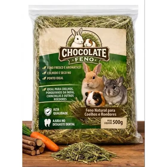 Fibra Alimentar 500g Feno Super Premium Coelho Hamster Porquinho Da Índia Chinchila Verdinho e Cheiroso
