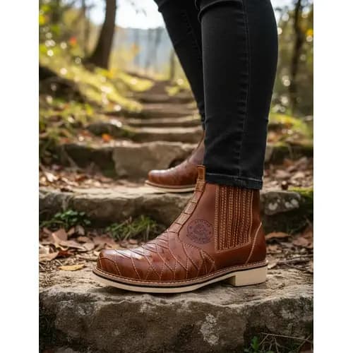 Bota Texana Masculina Girolando Couro Escamada Pinhão Escamada