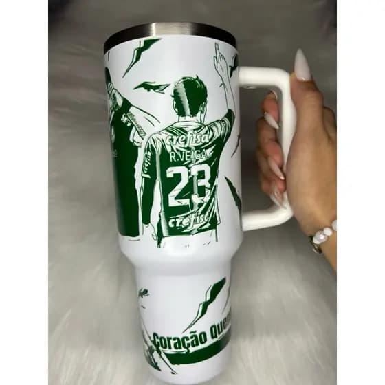 Copo Térmico Personalizado Palmeiras Vitor Roque 1.200ml - Branco
