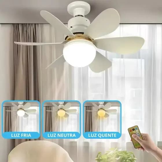 Ventilador de Teto Wind Light com LED 60W 6 Pás 3 Velocidades Super Potente Controle Remoto Envio Imediato