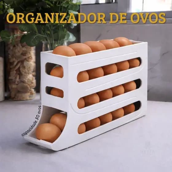 Organizador de Geladeira Porta Ovos 4 Andares Automático de Ovos 30 un Branco Arqplast