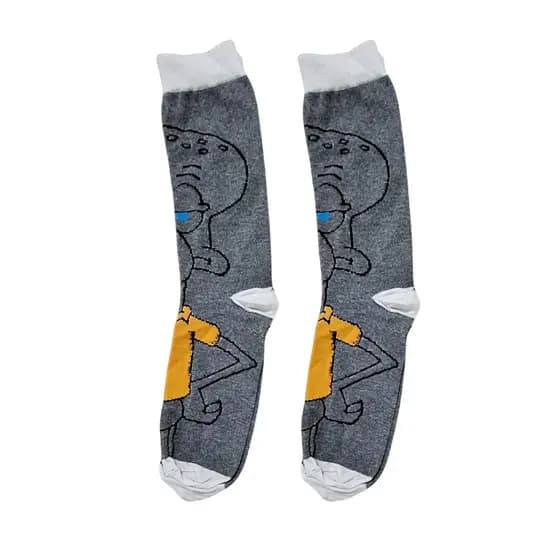 Meia Cano Alto em Algodão com estampa do Lula Molusco na cor Cinza Masculina