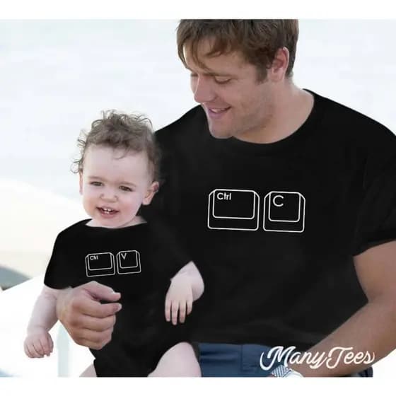 Kit Camisetas Pai filho filha crtl + c ctrl + v TECLA
