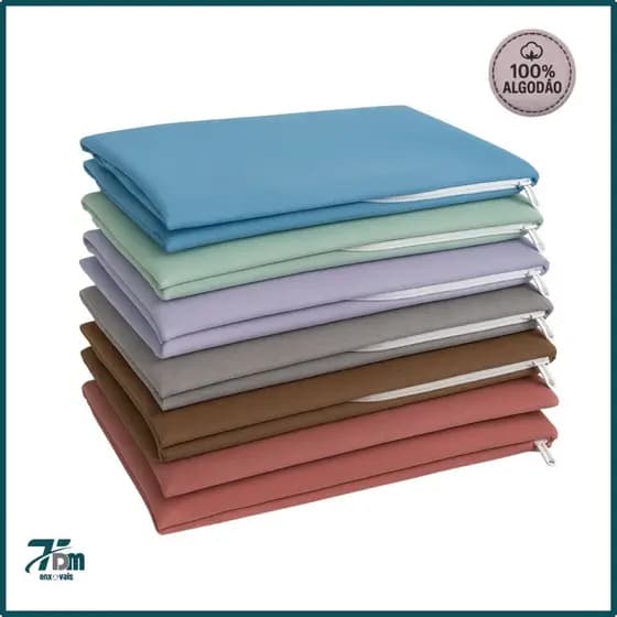 Kit 8 Capas Sortidas Para Travesseiro em Malha 100% Algodão - Com Zíper - Alta Qualidade - Bavatex.