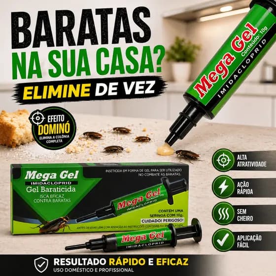 Gel Isca Barata Mega Gel 10g Baraticida Profissional Inseticida Gel Elimina Baratas