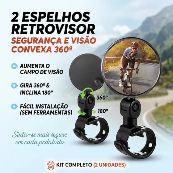 Espelho Retrovisor Bicicleta Bike Convexo 360º Giratório
