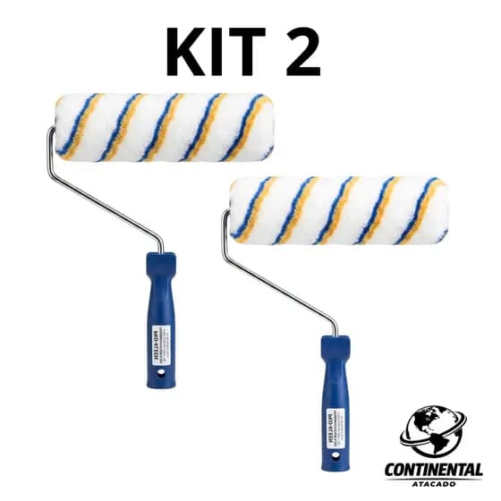 Kit 2 Rolos Pintura Lã Anti Respingo Acabamento Profissional Parede Teto com Cabo