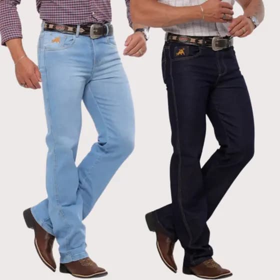 Kit 2 Calças MASCULINA Rodeio TRADICIONAL Country Montaria Jeans Grosso Com Lycra Original Texana