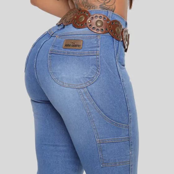 Calça FEMININA CARPINTEIRA Jeans Grosso Rodeio Montaria Texana com Lycra Elastano Texana