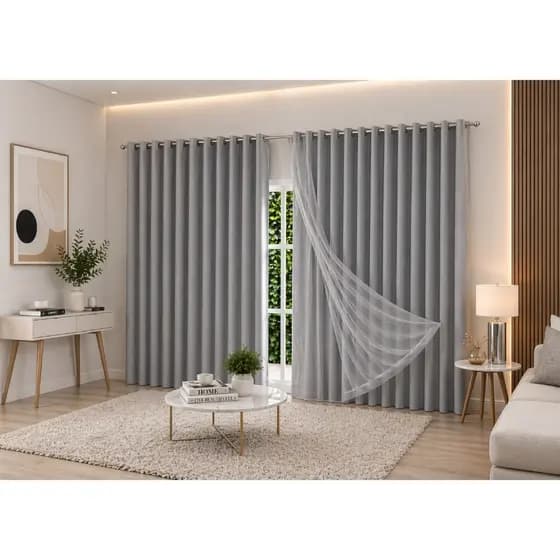 Cortina Luxo Voil Gaze De Linho Forro Microfibra 7,00x2,50/2,60/2,70/2,80 Alto Padrão