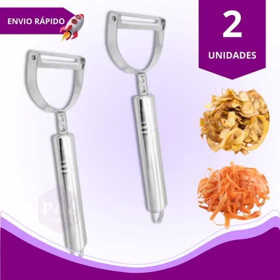 Kit 2 Descascador de Legumes Frutas Verduras em Aço Inox Prático Durável e Fácil de Usar