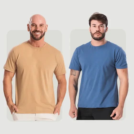 Kit 2 Camiseta Masculina Lisa Basica Fio 30.1 Básica Casual Silk Sublimação Promoção