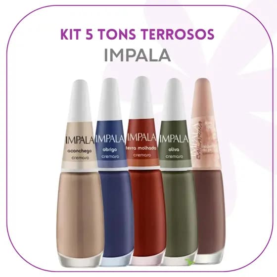 IMPALA UNHAS - KIT 5 ESMALTES TONS ESCUROS | TERROSOS