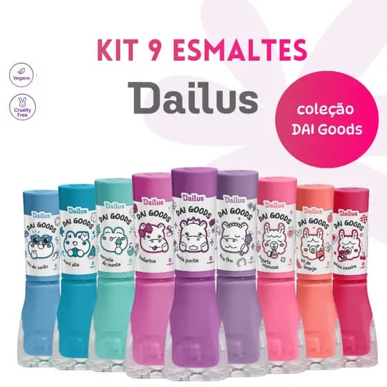 DAILUS KIT 9 ESMALTES COLEÇÃO DAI GOODS LANÇAMENTO MANICURE UNHAS VERÃO ATACADO