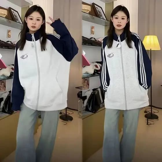Jaqueta de Manga Longa com Zíper JK My Melody Kawaii Hello Kitty Kuromi Sanrio Streetwear Japonês para Adolescentes