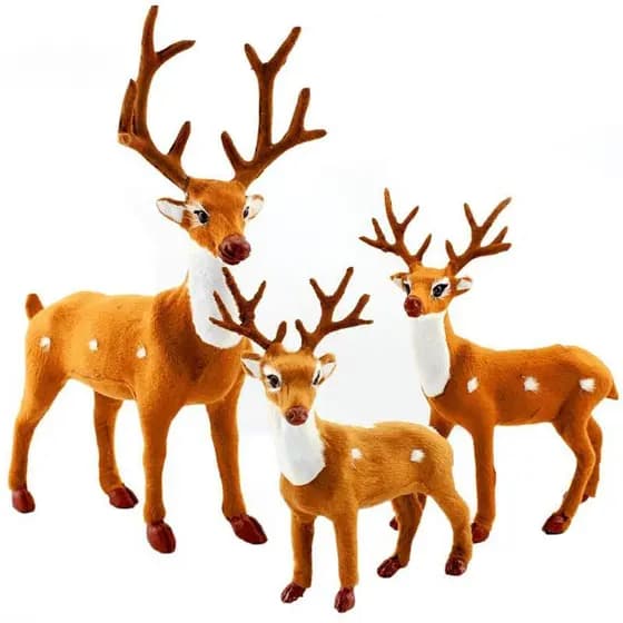 Kit de 3 Peças Decoração de Natal Simulada de Rena Elk Família Ano Novo Navidad Noel Adereços Infantis Presente Ornament