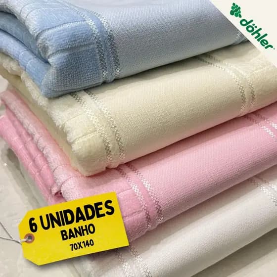 Kit 6 Toalhas de Banho Dohler BORDAR NA MAQUINA OU PINTURA Velour Artesanalle 70x140cm