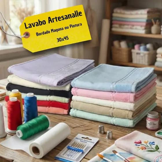 Kit 3/6/9 Toalhas Lavabo Artesanalle Dohler 30x45 P/ Bordado na Maquina ou Pintura