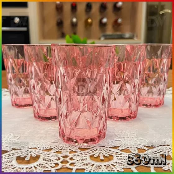 Jogo 6un Copos Diamond Diamante Rose Rosa Ametista 350ml