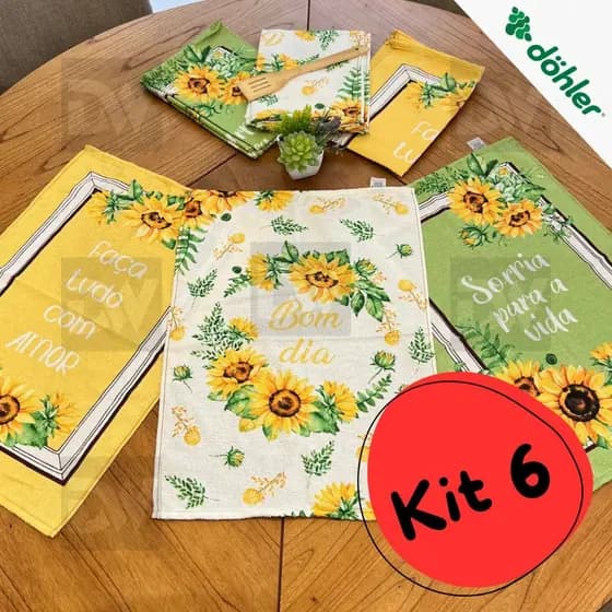 Kit 6 Panos de Prato/Copa Guardanapos Dohler Prata 100% algodão Varias Estampas Promoção