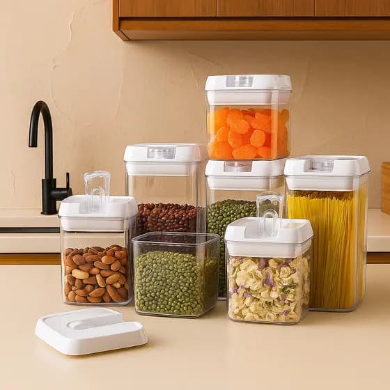Kit 7 Potes Hermeticos Acrilico Multiuso Organizacao Conservacao resistente e durável