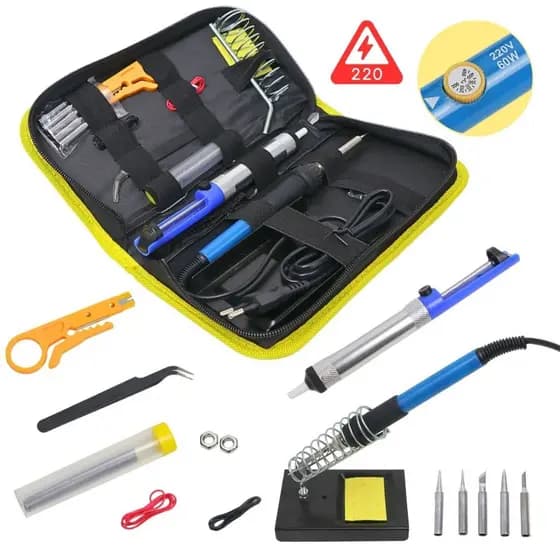 Kit Ferro Solda + Tubete Estanho Com Resina E Sugador Solda - 220V