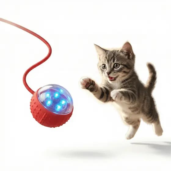Bola Inteligente Automática e Giratória | Brinquedo Interativo USB | Cauda de Silicone | Gatos/Cães