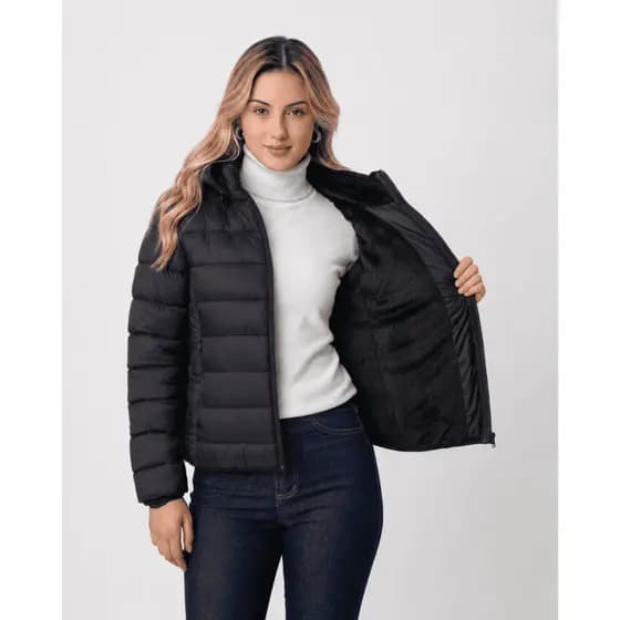 Jaqueta Bobojaco Feminina Puffer Impermeável Acolchoada Com Capuz Removível Resistente Água