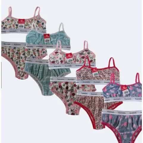 Conjunto Microfibra Estampado Confort Cós Exposto Juvenil Sem Bojo Menina Moça