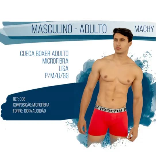 KIT 10 CUECAS Boxer Microfibra MASCULINO - Adulto Machy Lisa / Estampado P/M/G/GG