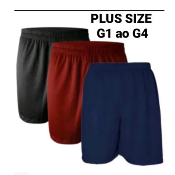 KIT 3 Bermudas PLUS SIZE Lisa. Uso casual e esportivo. Calção, shorts. Promoção.