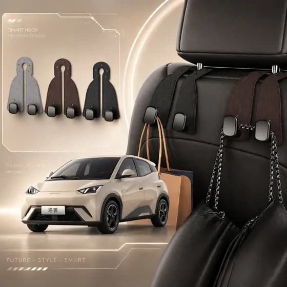 Gancho para BYD Dolphin Mini Carro Couro Porta Bolsa Organizador Veicular Multiuso Resistente Universal