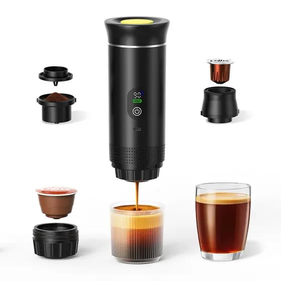 Cafeteira Portátil 3 em 1 Com Aquecimento Espresso USB Cápsula e Pó Para Viagem